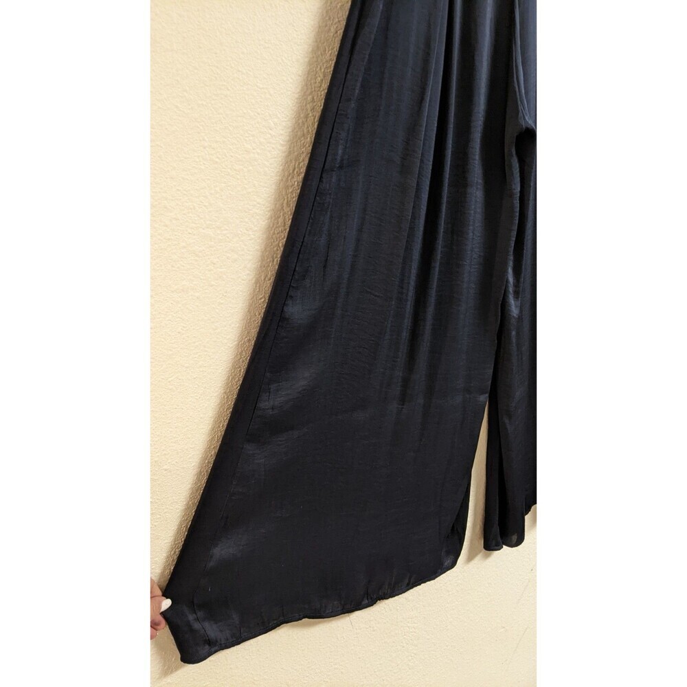 Women's SOFT SURROUNDINGS "Perfect Palazzo" Blue Satin Wide Leg Pants Petite S - Picture 9 of 11